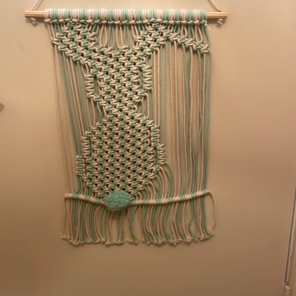 MACRAME WALL ART bunny 24 inches long 17 inches wide